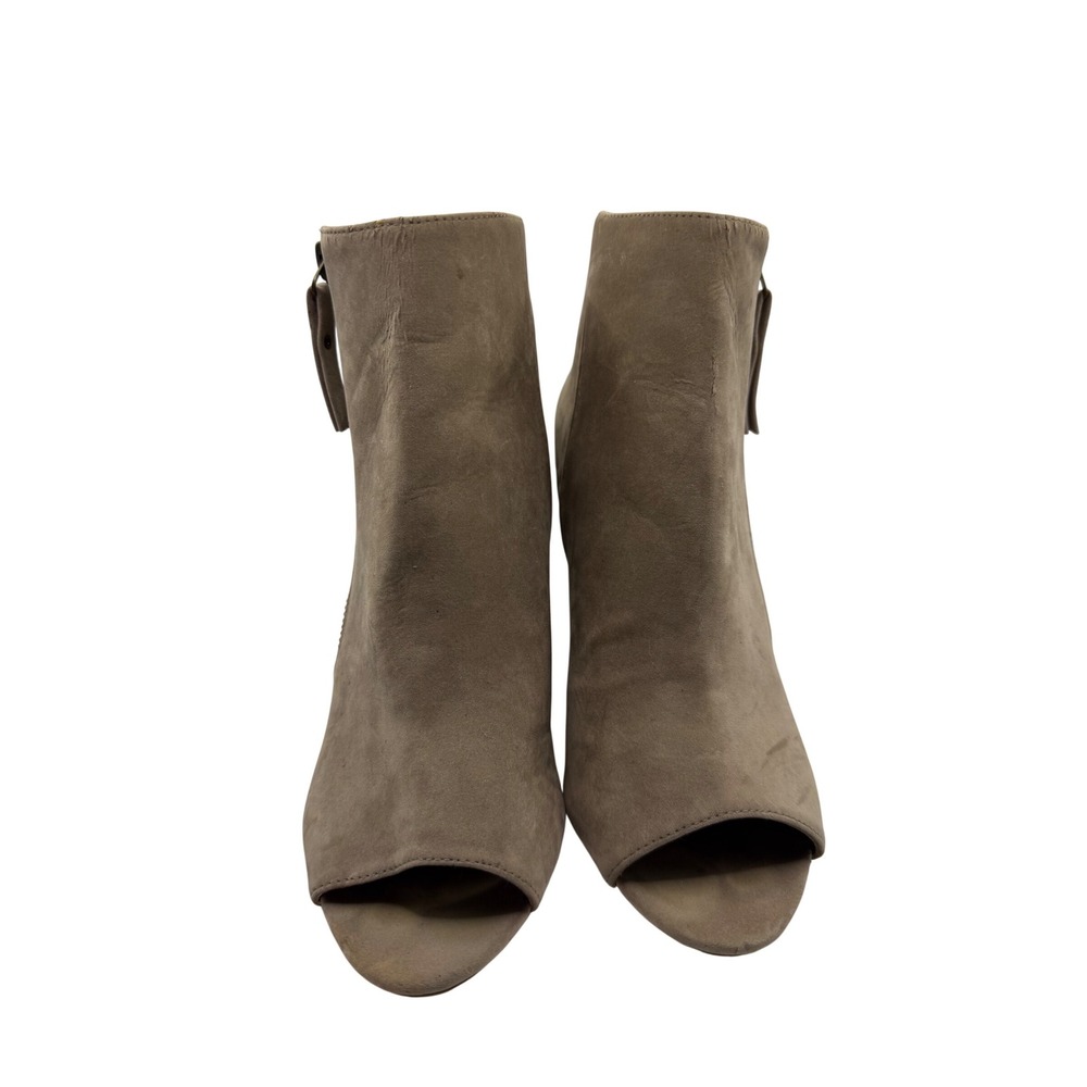 Steve Madden‎ Matryx Taupe Peep Toe Ankle Boots Block Heel Side Zip Womens 8M